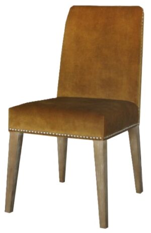 Pascal Mustard Velvet Dining Chair With Studs