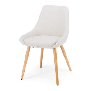 Bari Cream Boucle Fabric Chair W/Oak Legs