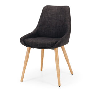Bari Dark Grey Boucle Fabric Chair W/Oak Legs