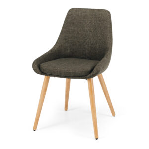 Bari Green Boucle Fabric Chair W Oak Legs