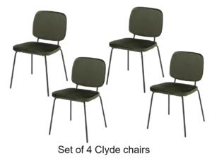 Clyde Dining Chair In Olive Velvet Set Of 4