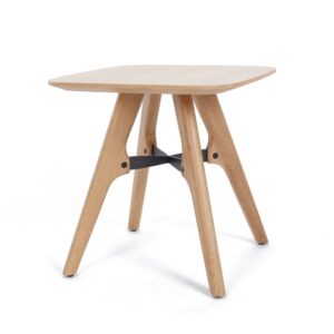 Flow Oak & Brushed Metal Lamp Table 500X500X500H