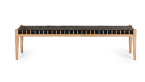 Indo Woven Bench Seat Black Leather 1500X400X460H