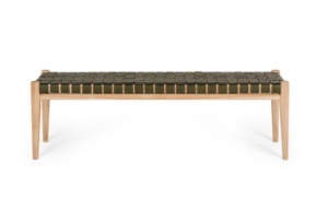 Indo Woven Bench Seat Olive Leather