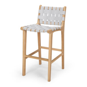 Indo Woven Highback Barstool Grey Leather Seat