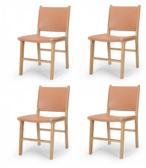 Indo Solid Dining Chair Blush Leather Set Of 4