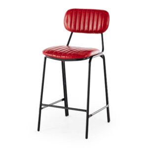 Datsun Vintage Red Barstool Pu & Metal