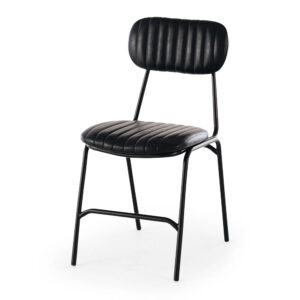 Datsun Vintage Black Dining Chair Pu & Metal
