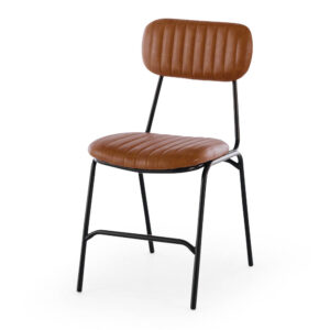 Datsun Vintage Tan Dining Chair Pu & Metal