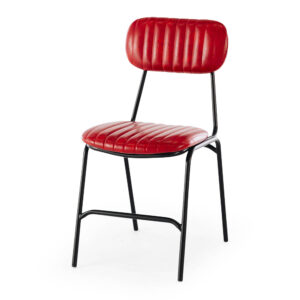 Datsun Vintage Red Dining Chair Pu & Metal