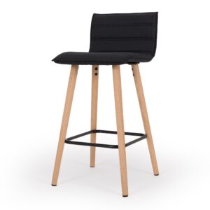 Liva Black Fabric Barstool With Oak Legs 1 Only