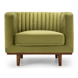 Madison Arm Chair In Greenery Velvet Fabric