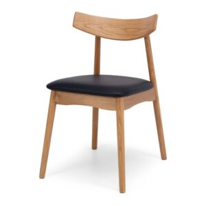 Wagner Chair White Oak With Black Pu Seat