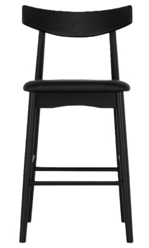 Wagner Barstool Black Oak W/Black Pu Seat