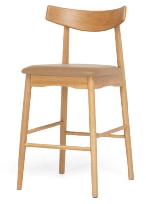 Wagner Barstool White Oak W/Tan Pu Seat Due July