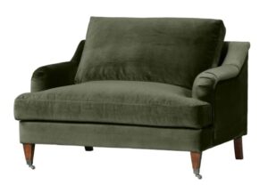 Thornfield 1.5 Seater Arm Chair In Olive Velvet
