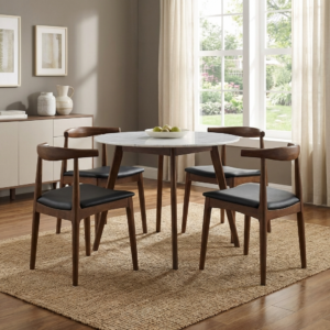 Radius 5Pc Dining Suite Marble Top 4Xelbow Chairs
