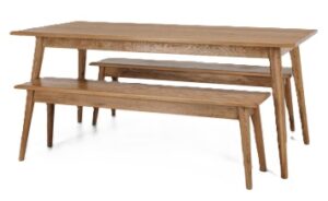 Reeves Smoked Oak 1800 Table + 2 1500 Bench Seats