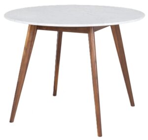 Radius 1M Round Marble Dining Table W Walnut Leg