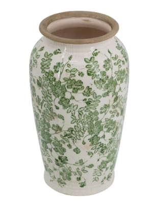 Green Leaf Slim Ceramic Vase 165X165X295H