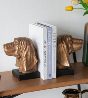 Gold Dog Head Book Ends Set Of 2 178X150X220