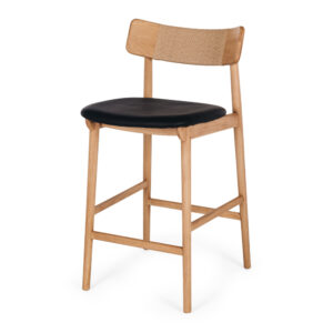 Niles Natural Oak High Back Barstool Pu Seat