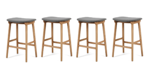 Niles Natural Oak Barstool Grey Seat Set Of 4