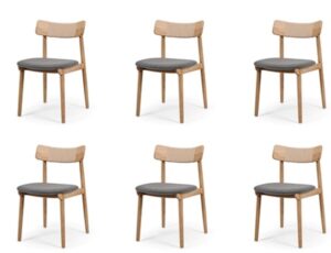 Niles Natural Oak Dining Chair Grey Seat Set Of 6