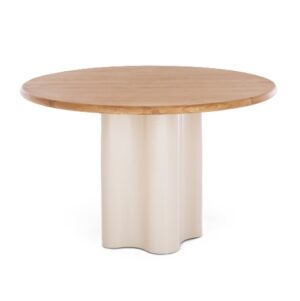 Cloud Round Dining Table 1230 Oak W/Cream Pedestal