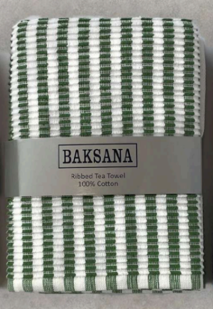 Baksana Ribbed Tea Towels Herb 50X70 2 Pack