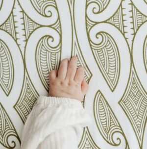 Bo & Ko Te Patiki Fitted Cot Sheet Green 70X130Cm
