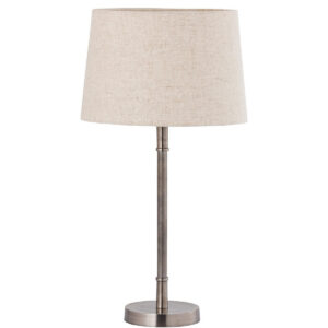 Silver Table Lamp With Linen Shade