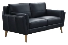 Toledo 2 Seater In Black Capri Leather