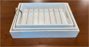 Whitewash Slat Wooden Trays Set Of 3 30- 35- 40