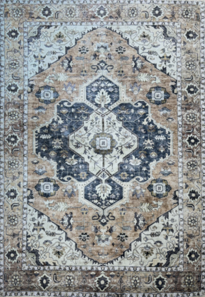 Turkish Gold Blue Traditional Rug 1.5X2.2 Non Slip