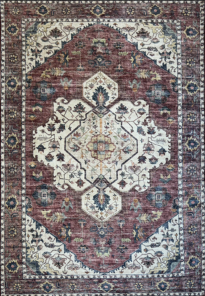 Turkish Red Beige Traditional Rug 1.5X2.2 Non Slip