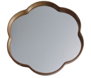 Walnut Round Squiggle Mirror 800X800X65