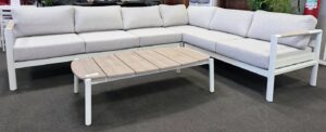 Vita White Outdoor Corner Suite + Coffee Table