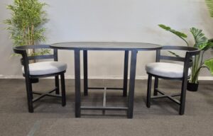 Juno 3Pc Balcony Dining Set - Gunmetal