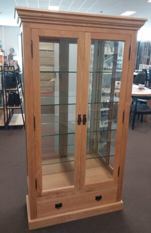 Natural 2Door Display Cabinet Natural Finish