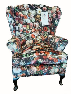 Wing Back Chair In Flower Bomb Fabric Nz Made