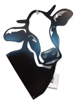 Peeping Lazer Cut Cow Metal Fence Art Bronze