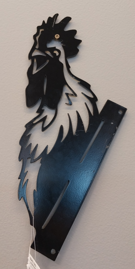 Peeping Lazer Cut Rooster Metal Fence Art Black