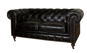 Hampton Court 2 Seater In Belon Black Leather