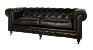 Hampton Court 3 Seater In Belon Black Leather