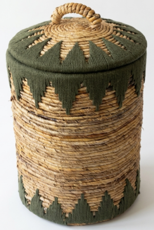 Cacti Basket Zig Zag Olive Medium 35X55Cm