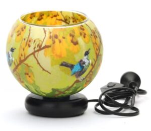 Kowhai Tui Glass Electric Lamp 15X12Cm