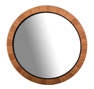 Teak & Black Round Mirror 1120Mm Round