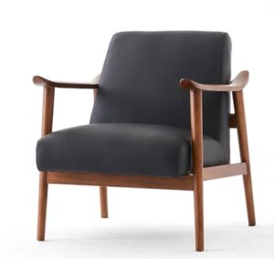 Spencer Mid Century Black Leather Seat 67X73X81