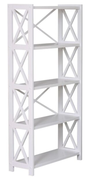 Brixton White 5 Shelf Bookcase 800X300X1605H